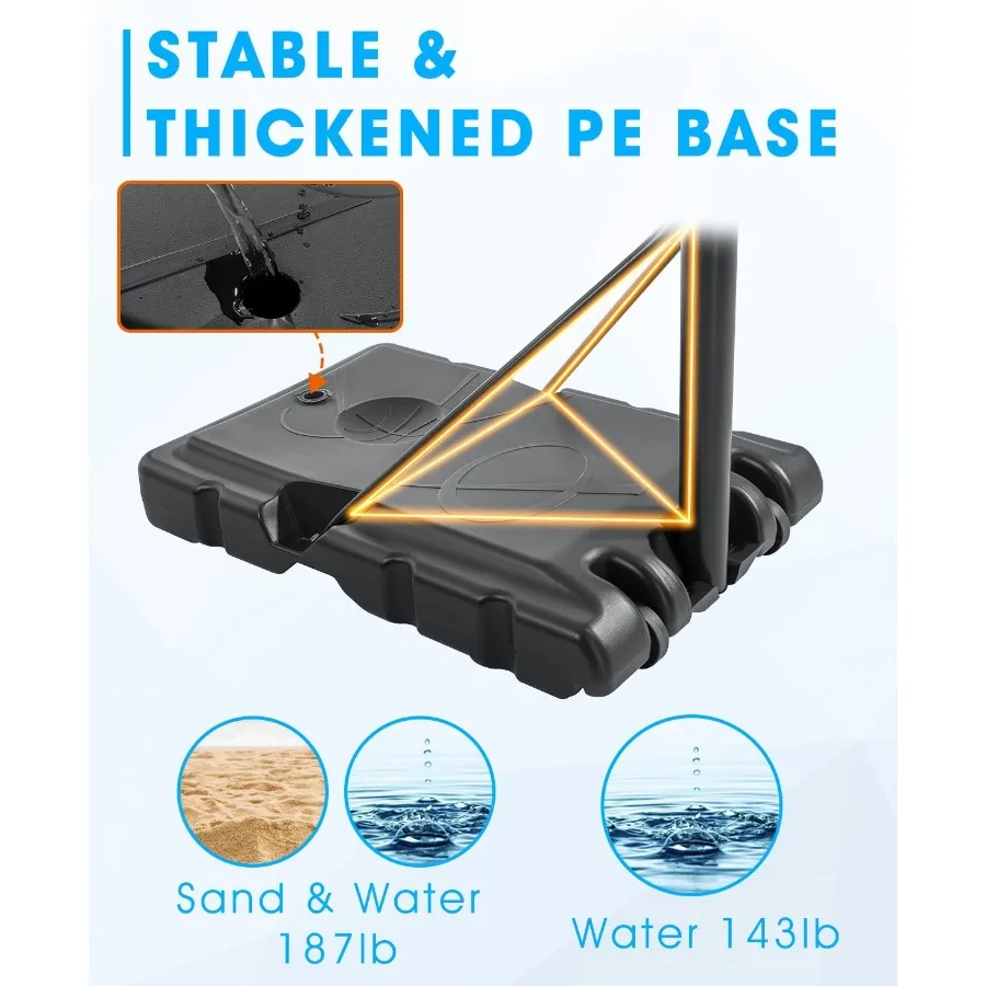 휴대용 농구대 야외용 6.9피트 10피트 조절 가능한 농구대 성인용 실내외 겸용 튼튼한 PE 베이스 포함