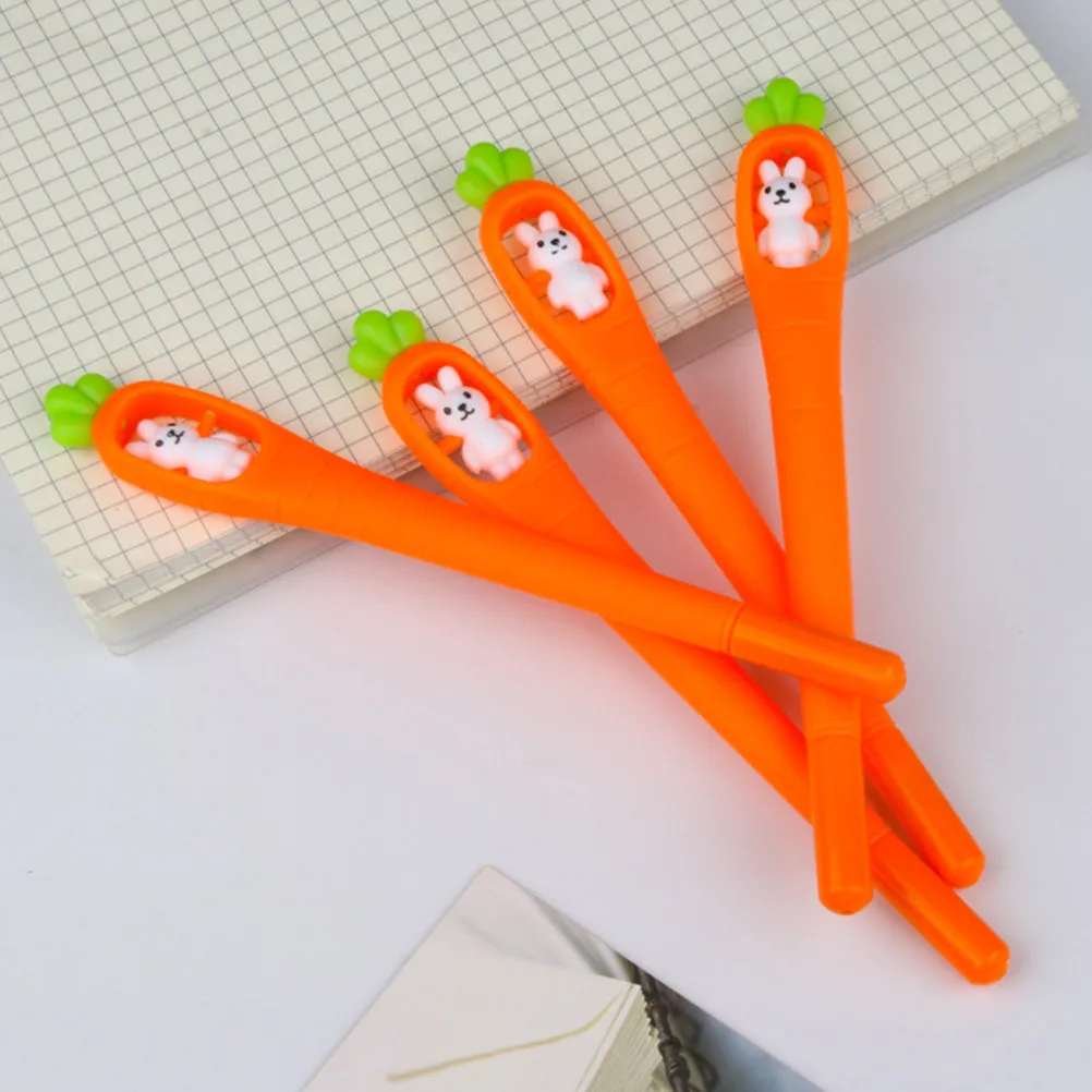 

10Pcs Rabbit Carrot Gel Ink Pens Unique Cartoon Shape School Office Writing Student Signature Stationery Lovely Kids Gifts