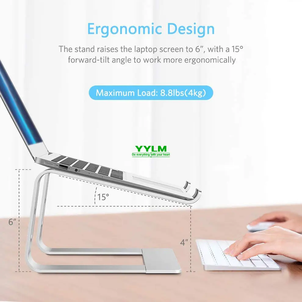 YYLM Ergonomic Aluminum Laptop Mount Computer Stand Compatible Detachable Laptop Riser Notebook Holder For MacBook 10-15.6\