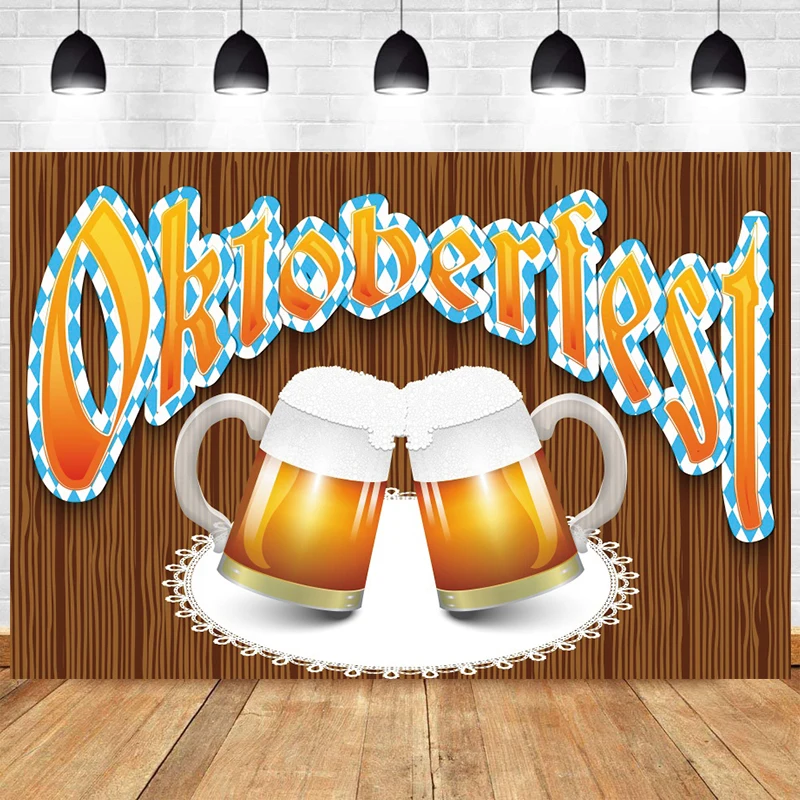 

German Oktoberfest Decorations Backdrop Cheers to Beer Festival Party Wooden Board Photo Background for Photography Props Banner