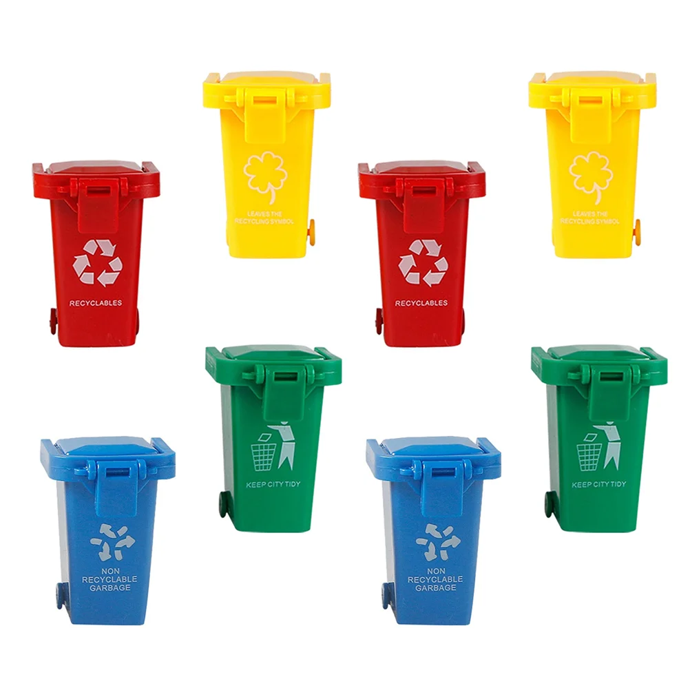 8 Pcs Mini Trash Can Garbage Container Toys Car Accessories for Kids Child Small