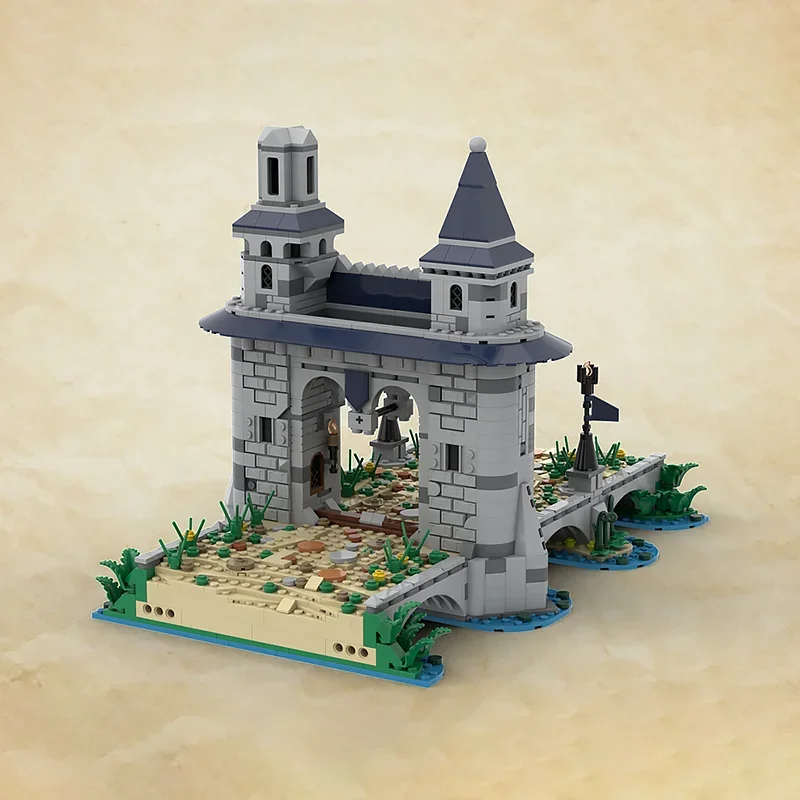 Moc Building Blocks Medieval Bridge – Dice Tower Technology Modular Bricks Model  Gifts Christmas Toys DIY Sets Assembly