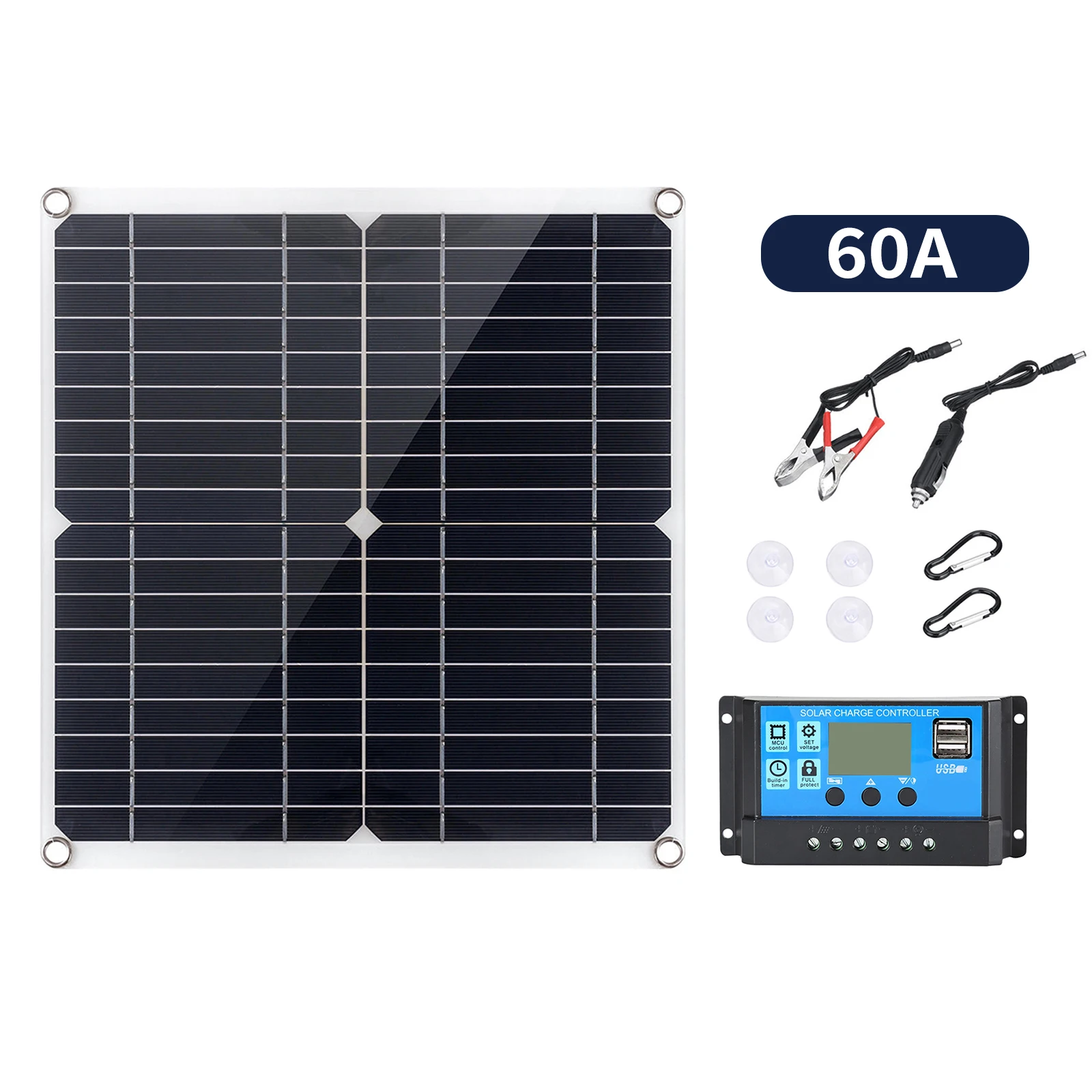 Portable 300W Solar Flexible Panel Kits Monocrystalline Silicon Solar Panel with 30A/40A/50A/ 60A Controller Dual USB Charging