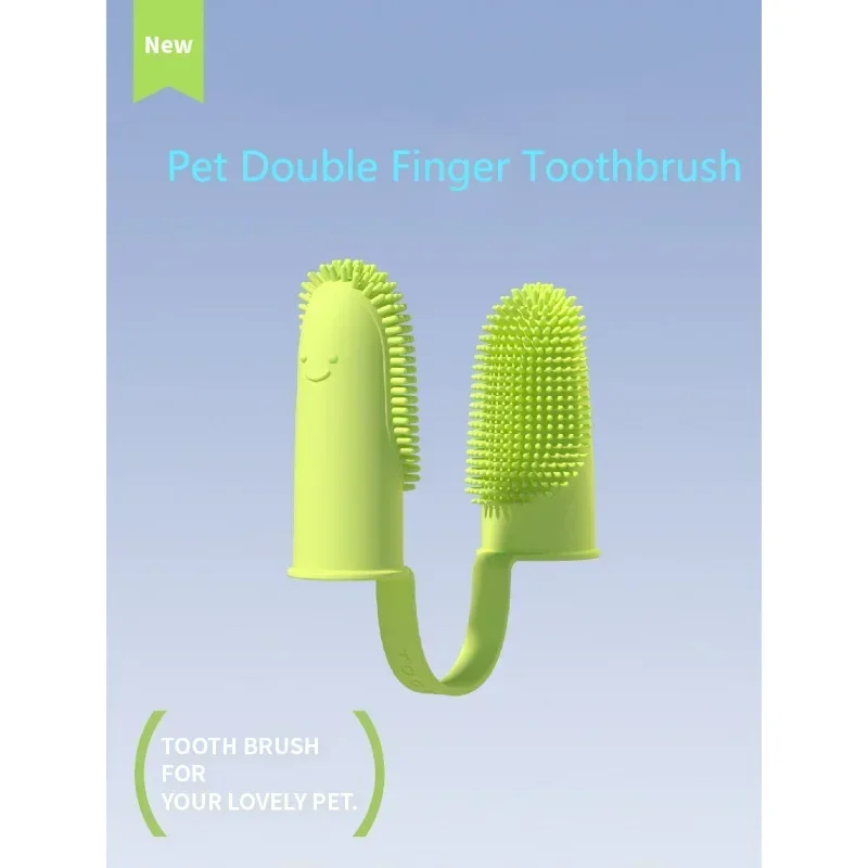 

Dog Super Soft Double Finger Toothbrush Pet Teeth Clean Bad Breath Care TPR Tooth Brush Clean Tool Pet Dog Products