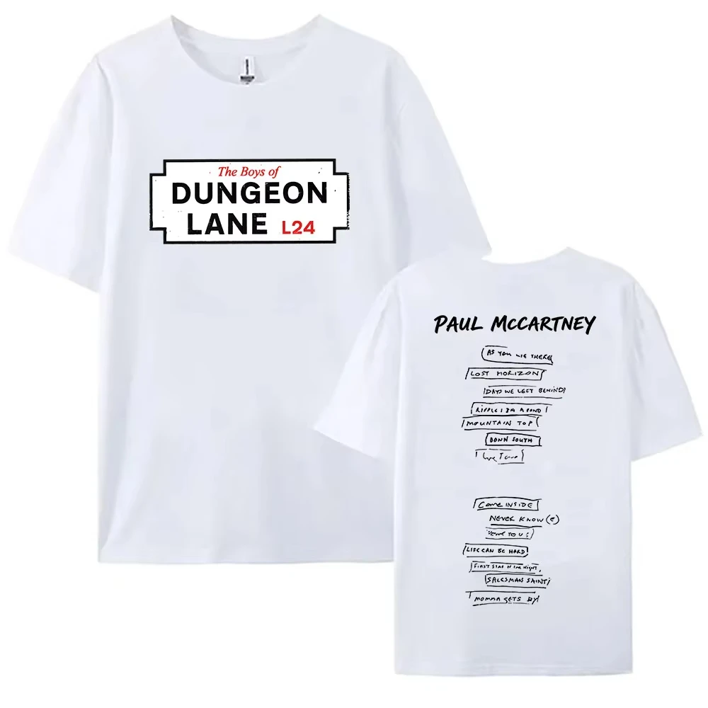 The Boys of Dungeon Lane Letter Graphic Men's Women T-shirt Singer Paul McCartney Graphic Neutral Shirt Summer Casual Loose Tees