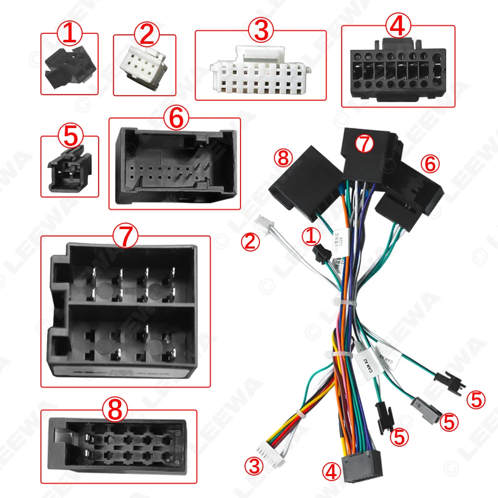 LEEWA Car 16pin Audio Wiring Harness Adapter With Canbus Box For Mercedes-Benz W209(02-06)/W203(01-04) Stereo Installation