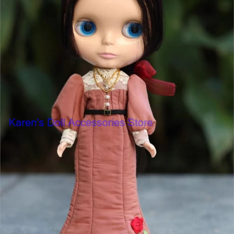 

1 шт. лесное разноцветное платье с длинными рукавами и вышивкой розы для Blythe/landoudou (подходит для Lulu,ymy24,Ob22,24,26,zone, Дженни)