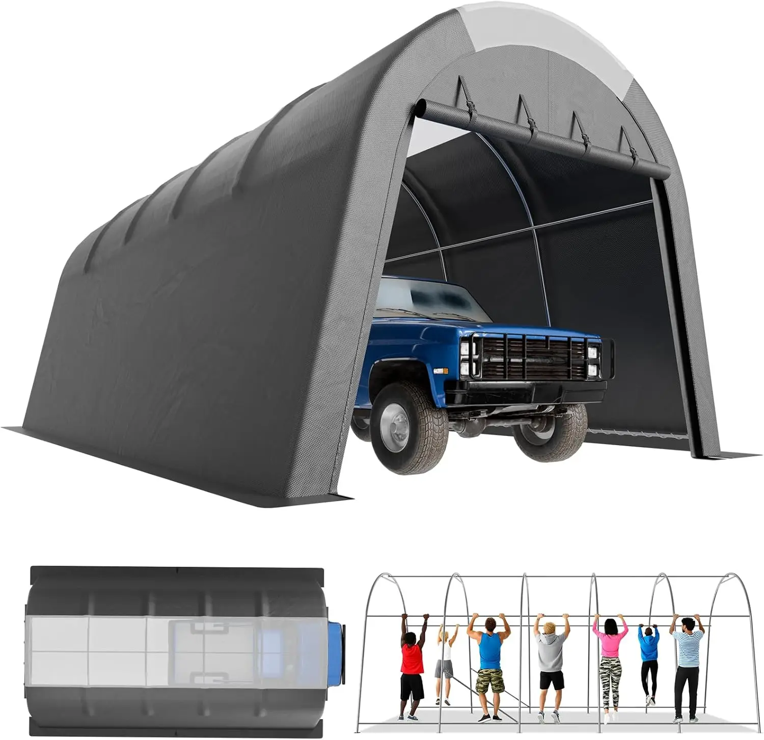

Heavy Duty 12x20 Ft Carport Canopy Skyview Portable Garage Translucent Roof Reinforced Metal Frame Waterproof Shelter For Cars R