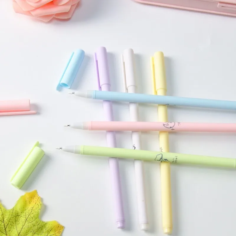 6 Piece/Box Lytwtw's Stationery Cute Morandi Color Gel Pen Creative Press Office Gift School Supplies Stationery Kawaii Pens