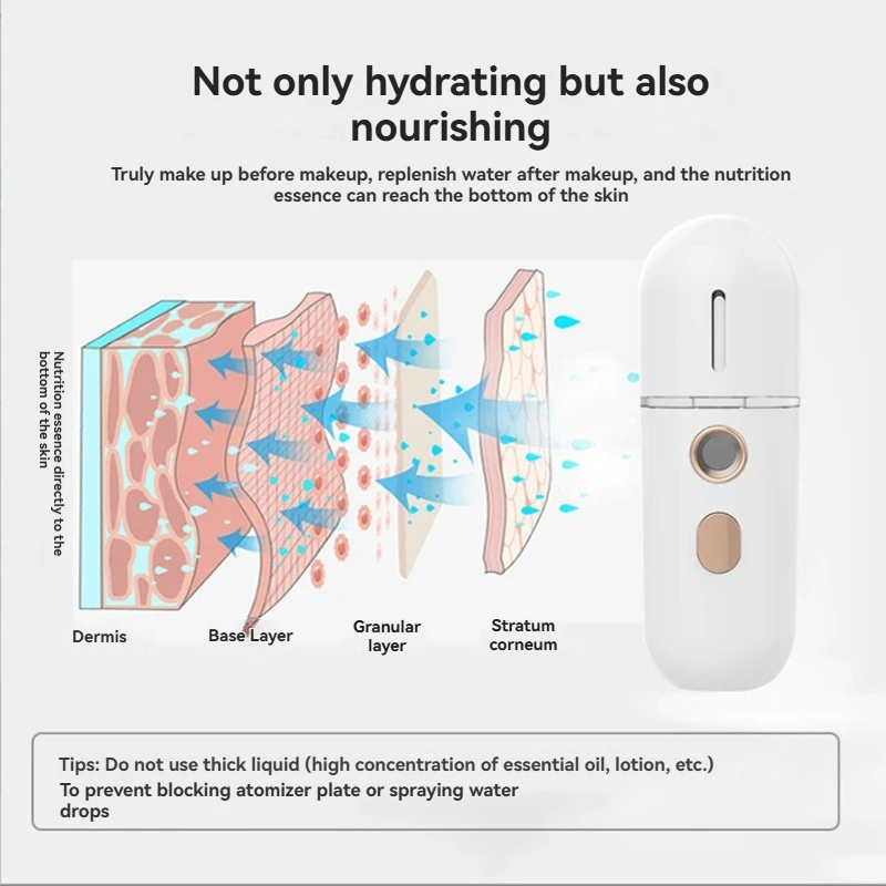 USB 충전식 미니 휴대용 가습기 나노 미스터 페이셜 스티머 장치 뷰티 스프레이 하이드레이팅 장치 콜드 스프레이 장치