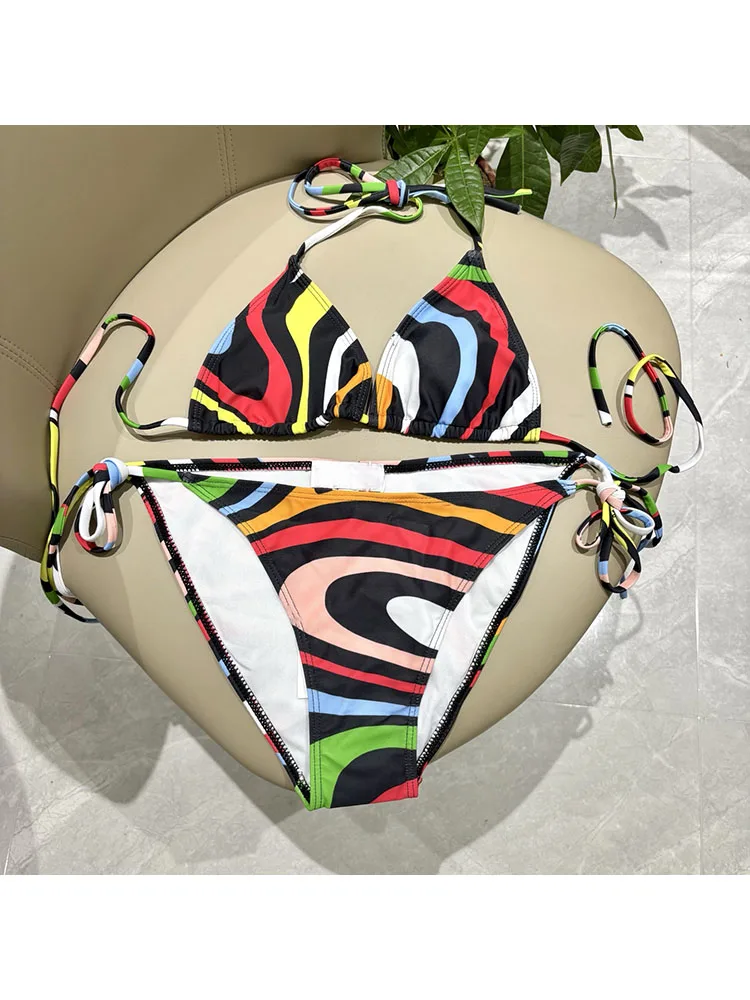 

Fashion Designer Geometric Printed 2 Pieces Bikini Swimwear Women's 2026