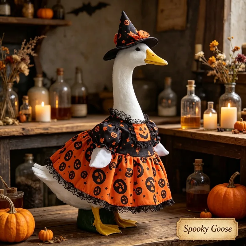 Halloween Outfit For 23 Inch Porch Goose Statue With Costume And Hat Yard Decor Goose Not Included