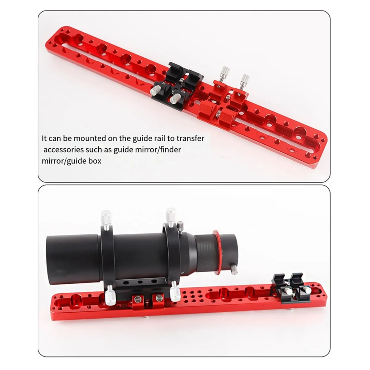 Multi-Function Finderscope Dovetail with Locking Screw Guide Scope Adapter Bracket for Astronomical Telescope,Red