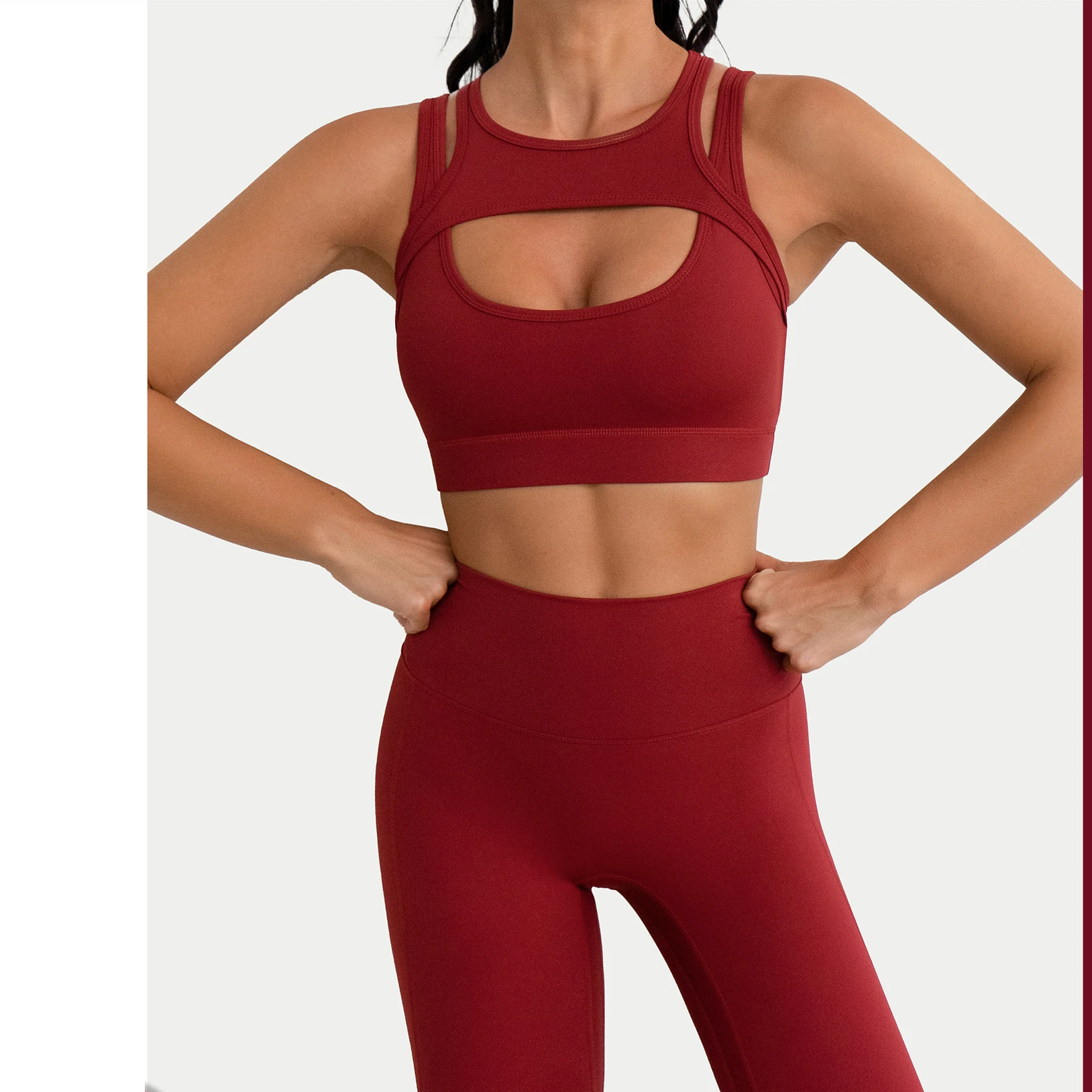 Hollow Out Yoga Bra Leggings Sport Women Fitness Push Up Gym Workout Set Sexy Tennis Badminton Active Wear Pilates Tracksuit