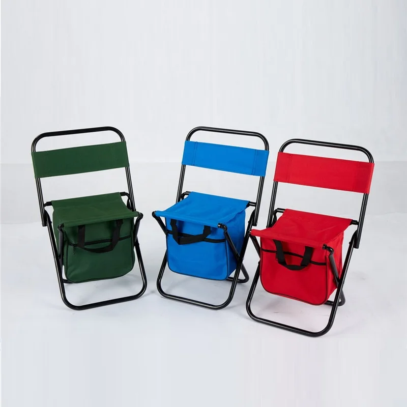 Camping Chair Outdoor Folding Storage Ice Bag Chair Portable Ultralight Metal Steel Pipe Oxford Cloth Fishing Backrest Mazza