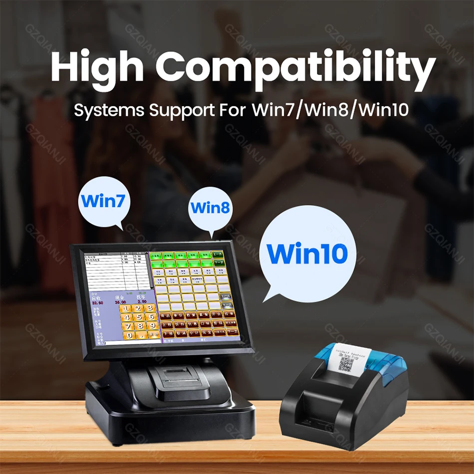 58MM Desktop POS Cashier Printer USB Bluetooth Thermal Receipt Maker Support Windows Loyverse Restaurant Sales Kitchen Printing