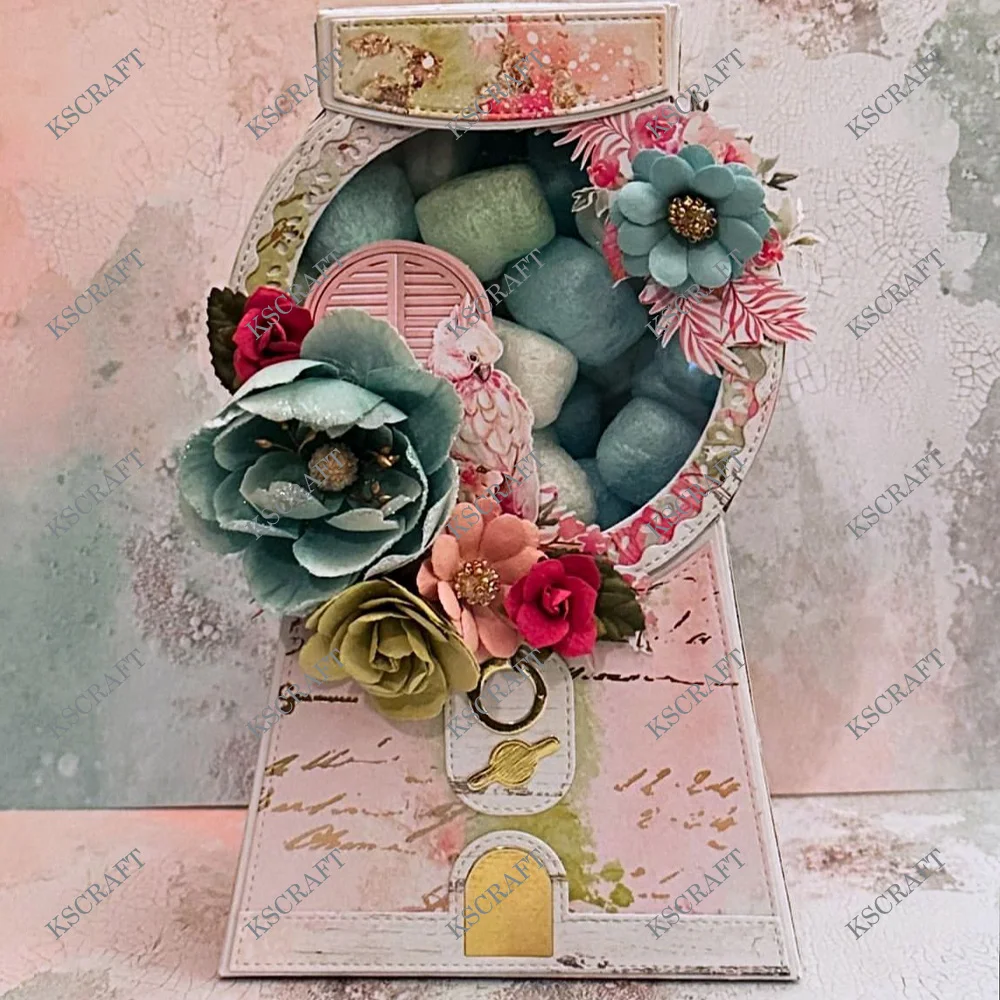 KSCRAFT 3D Gumball Machine Box Cutting Dies Stencils for DIY Scrapbooking Decorative Embossing DIY Paper Cards