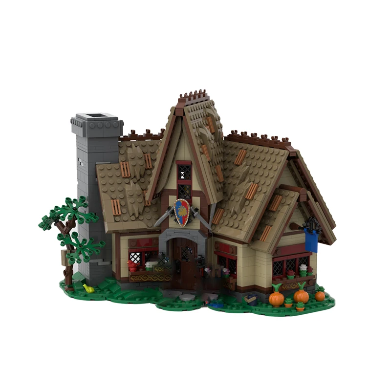 MOC Medieval Inn Winter Dorf Set Modulare Architektur Bausteine Modell Montage Ziegel Spielzeug Desktop Display Geschenke