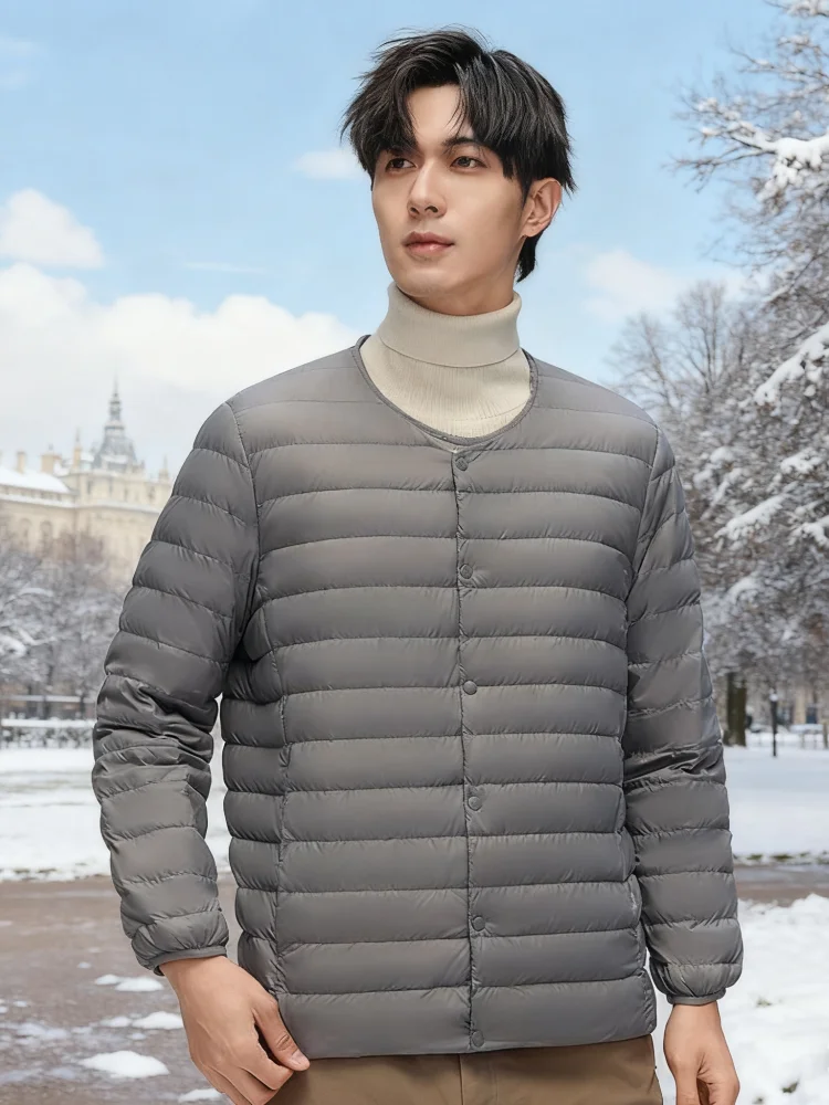 سترة رجالية خفيفة للغاية - تصميم بدون ياقة لسترة حرارية (مقاس كبير وطويل) #2