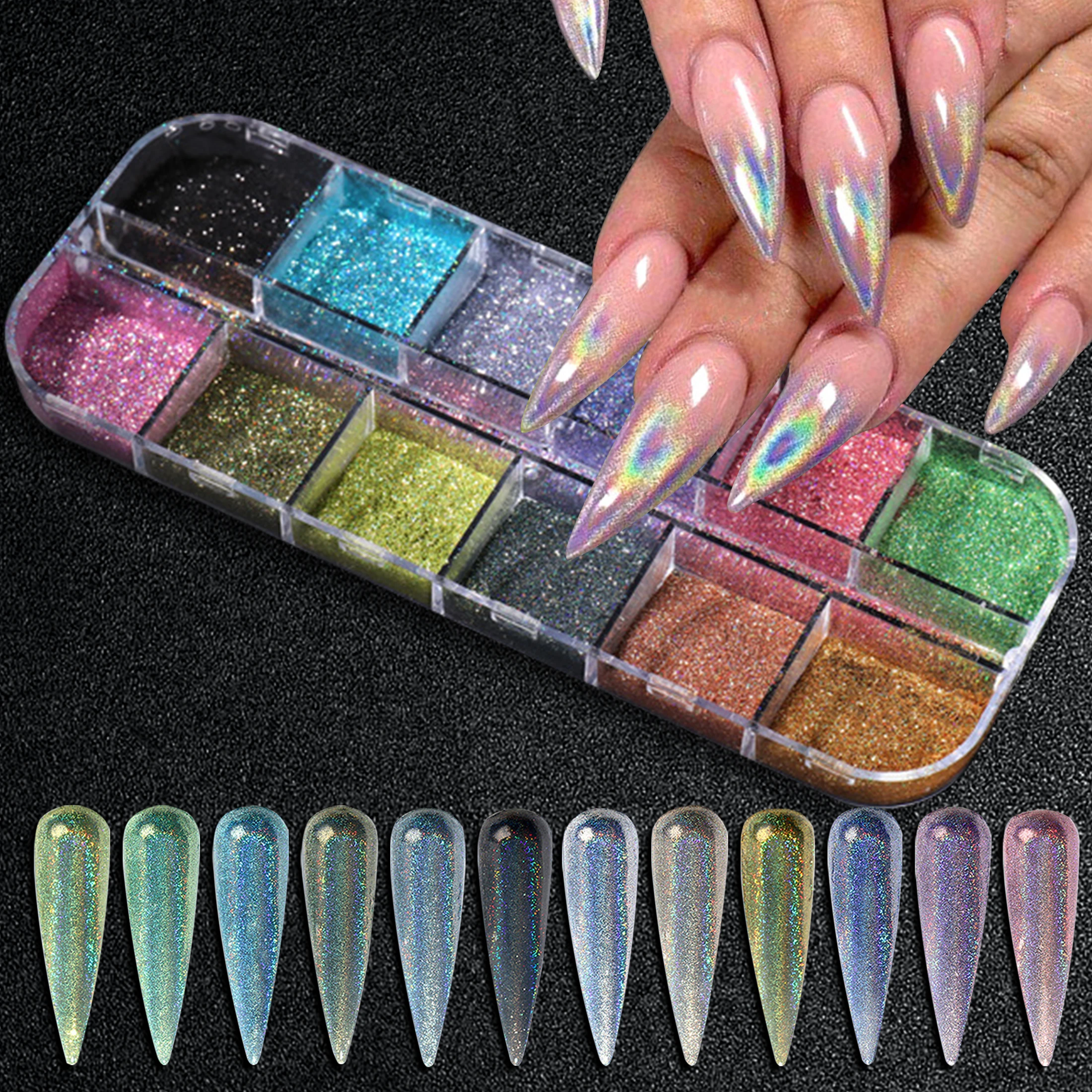 12Colors Glitter Gradient Matte Pat Pat Manicure Polish Deco Powder Solid Patting Nail Powders UV Polish Decoration Shimmer Fine