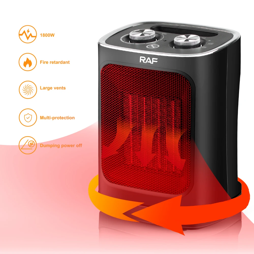 1800W Popular Turbo-fan Rotate Heating Power Off Electric Ceramic Fan Heater