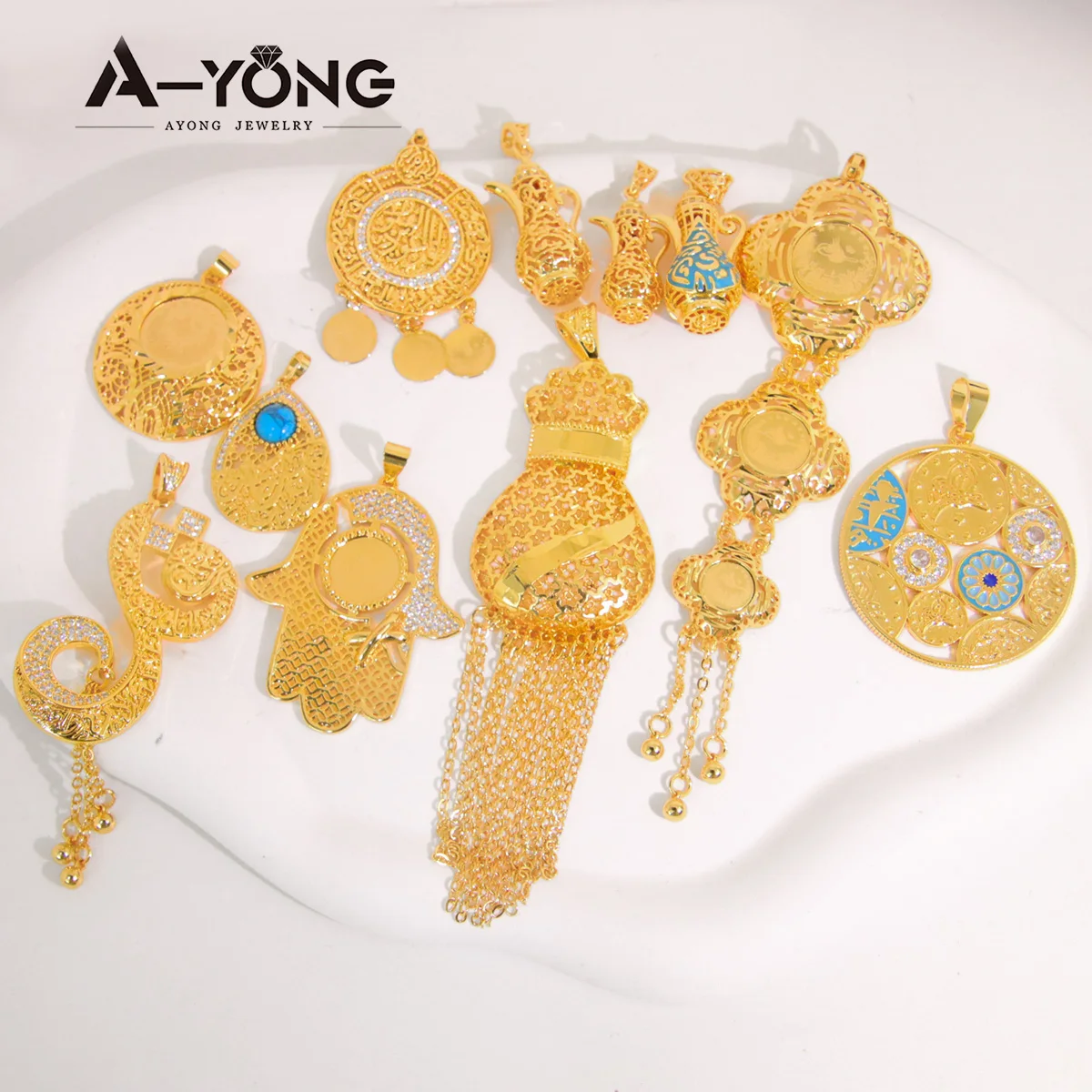 Dubai Mode Geometrische Anhänger 21k Gold Überzogene Türkische Vintage Münzen Halskette Anhänger Arabisch Muslimische Frauen Party Schmuck – Detail 3