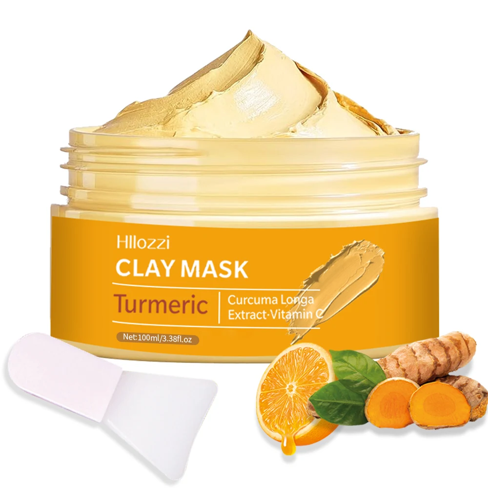 Mascarilla de arcilla de cúrcuma, limpieza Facial profunda, mejora las manchas oscuras, acné, cuidado hidratante de la piel, reafirma la piel, unifica el tono de la piel