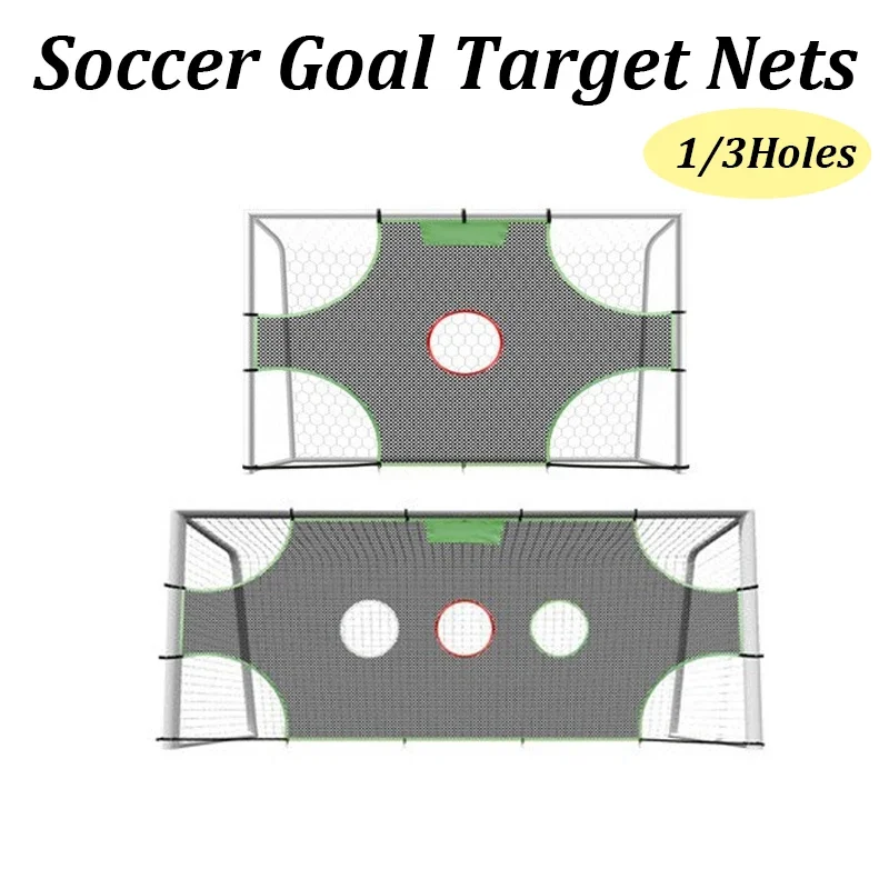 1/3 Holes Soccer Goal Target Nets Hard-Wearing Martial Four Corners and 3 Targets Detachable Soccer Balls Shooting Training Net