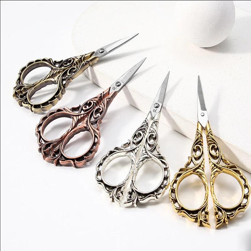 New Baroque Vintage Wave Clipping Tea Bag Scissors Pointed Stainless Steel Small Scissors Hand Made Special Gold Scissors