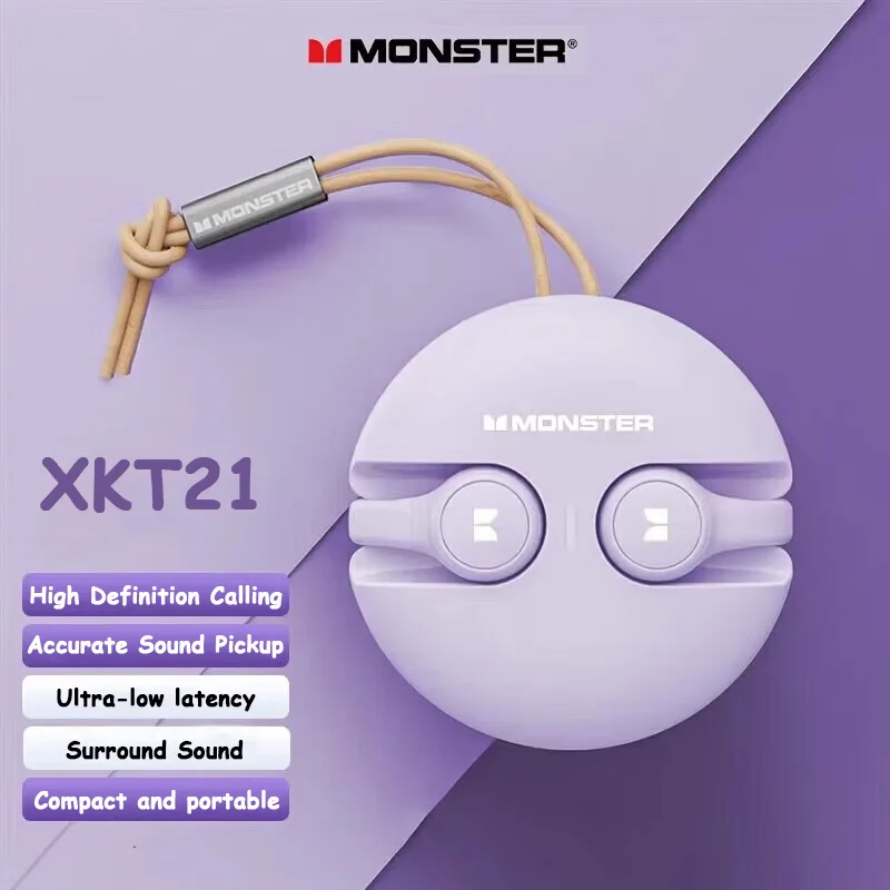 

Оригинальные стереонаушники Monster XKT21, беспроводная Bluetooth-гарнитура V5.3, HD-вызов, сенсорное управление, игровые наушники