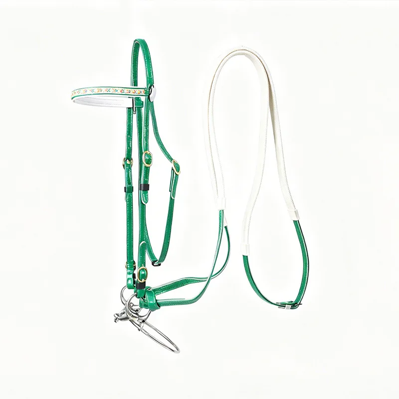 

Western Horse Halter Waterproof Rope Green Mini Fleece Metal Horse Bridle Lead Rope
