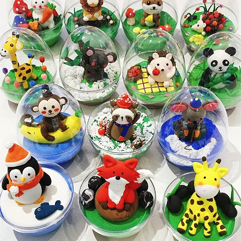 

10 pieces of Flat-bottomed Egg-shaped plastic balls. It can be Easter egg, outdoor decorative ornaments display box or gift box