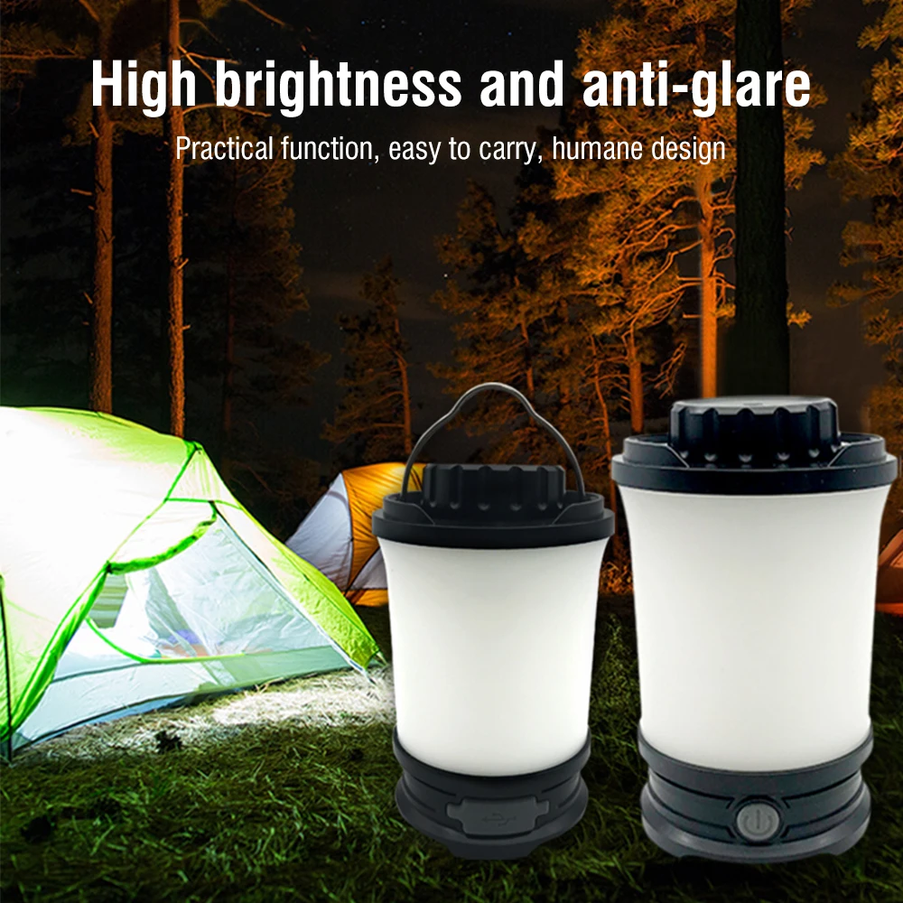 BORUiT Camping Lantern Rechargeable Portable Hanging Tent Lamp Waterproof for Hiking Fishing Emergency Home Power Outages