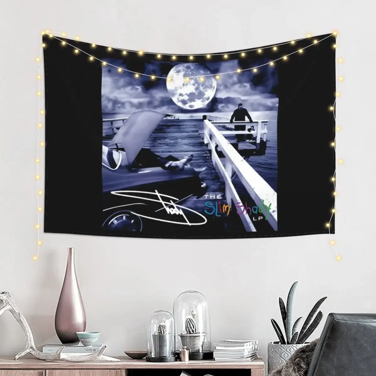 The Slim Shady LP album with moon Tapestry Outdoor Decoration Aesthetic Room Decoration Tapestry