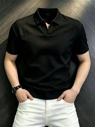 Fashionable Slim Fit Short Sleeve  Shirt for Men Summer Business Casual Versatile  Color T-Shirt Young Men's Wear