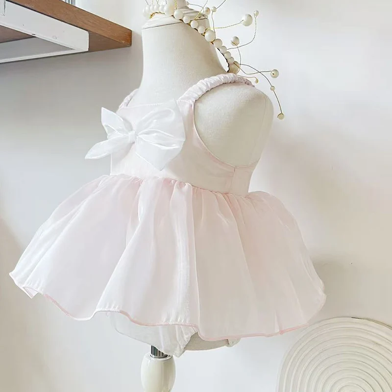

2026 New Summer 0-24M Children Clothes Infant Baby Girls Bodysuits Sleeveless Cotton Splicing Toddler Baby Girls Jumpsuit