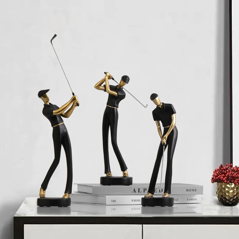 Nordic Style Golf Figurine Ornament Light Luxury Resin Statue Creative Desktop Decor for Office Study Living Room TV Cabinet Hom