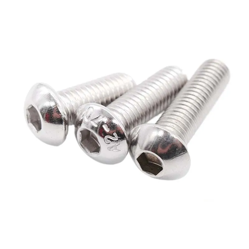 5pc Unc 5/16-18 3/8-16 Us Coarse Thread 304 A2-70 Stainless Steel Allen Hex Hexagon Socket Button Round Screw Bolt Iso7380