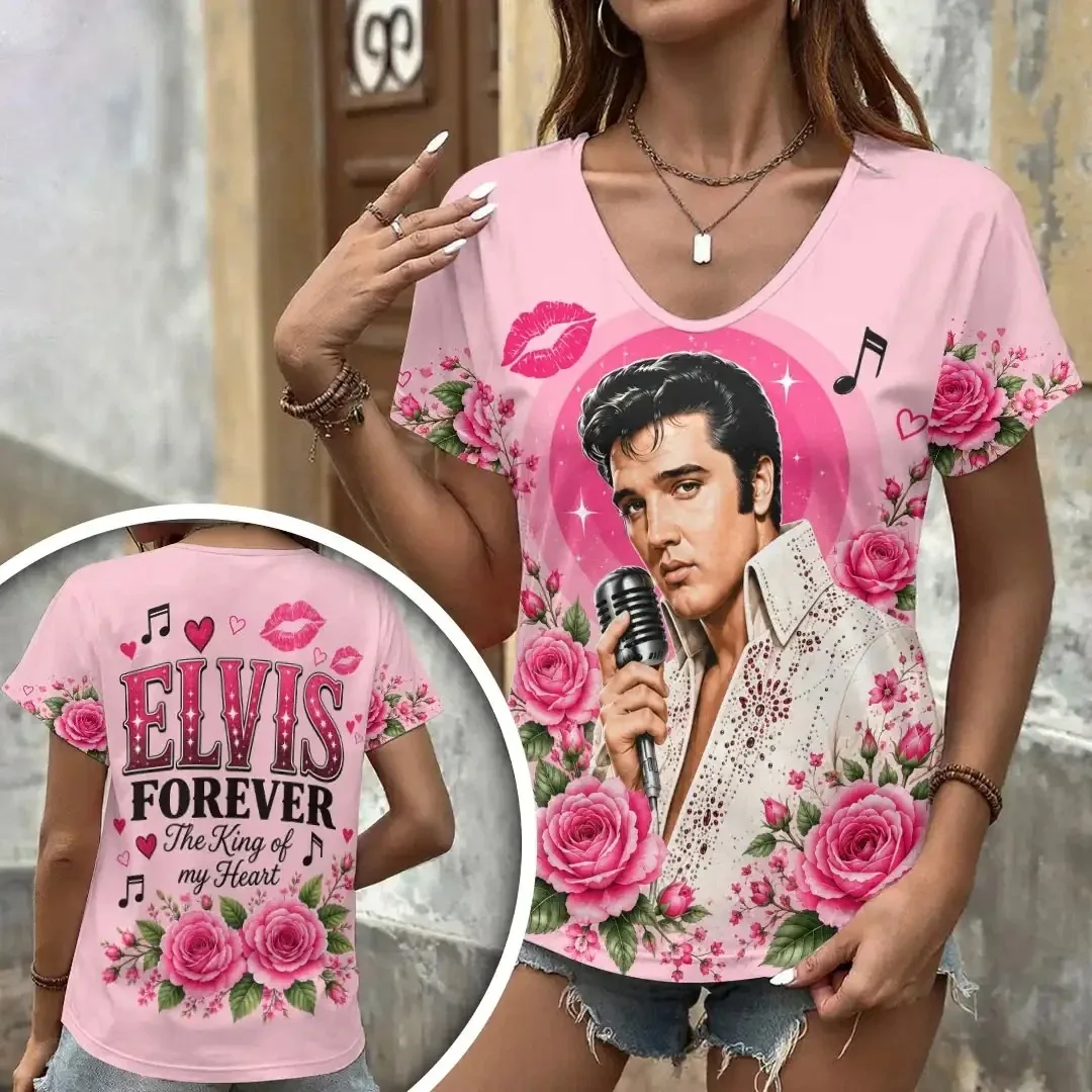 2026-27 New Elvis Presley Women's Jersey 3D Printed Y2K Casual Quick Drying T-shirt, Suitable for Daily Wear and Training Wear