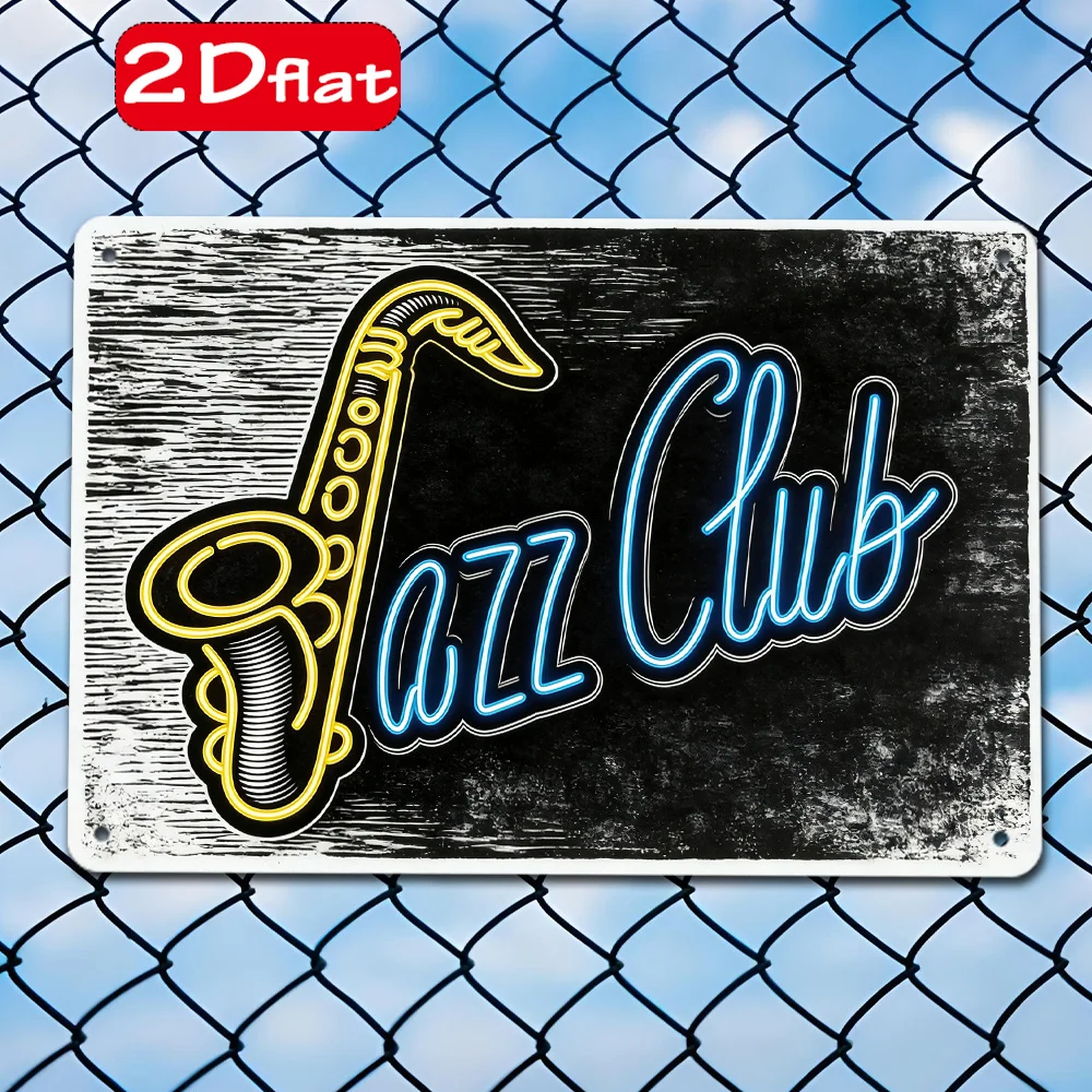 2D/Flat, 1pc, Neon Style Saxophone with The  Outdoor Sign, Wall Decoration Plaque, Perfect for Bars, Studies  Room Decor