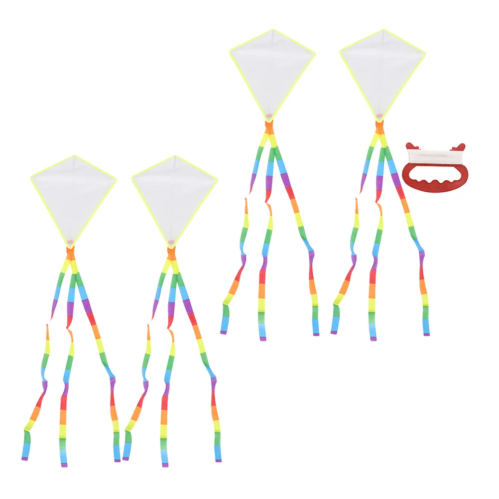 4 Pcs Childrens Toys Kite Funny Blank Christmas Interesting Painting White Kids Kites for Ages 8-12