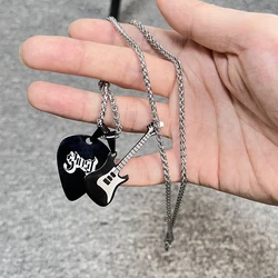 Stainless Steel Ghost bc Nameless Ghoul Cosplay Necklace Unisex Guitar Pick Pendant Chain Choker Jewelry Accessories Gifts