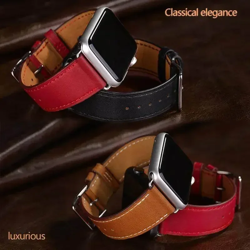 Кожаный ремешок для Apple Watch Ultra 8 7 6 5 4 SE 49 мм 45 мм 41 мм 44 мм 40 мм Браслет-браслет для iWatch Series 3 42 мм Ремень