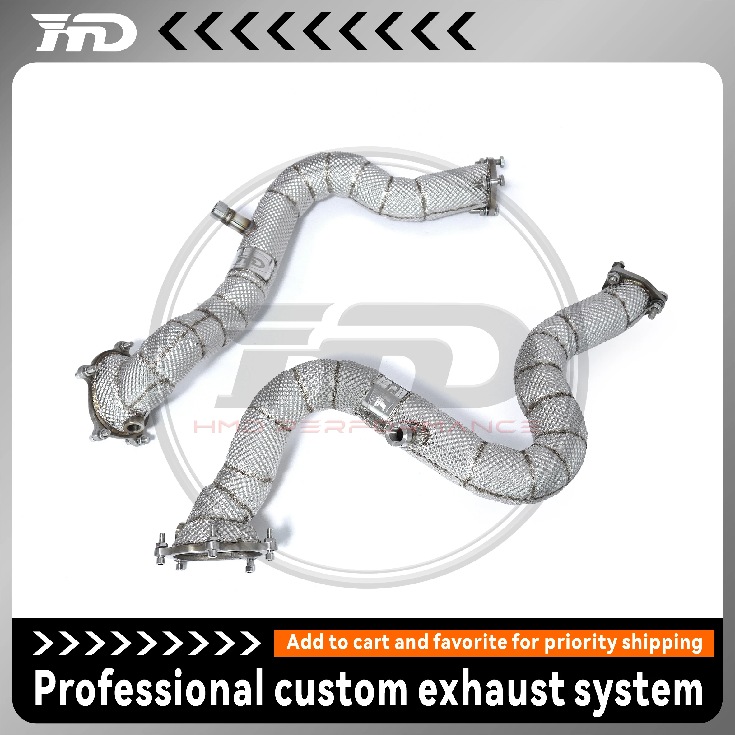 

HMD High Flow Downpipe With Line Pipe for Audi S6 S7 RS6 RS7 C7 4.0T 2013-2018 Front Tube Without Catalyst Exhaust System