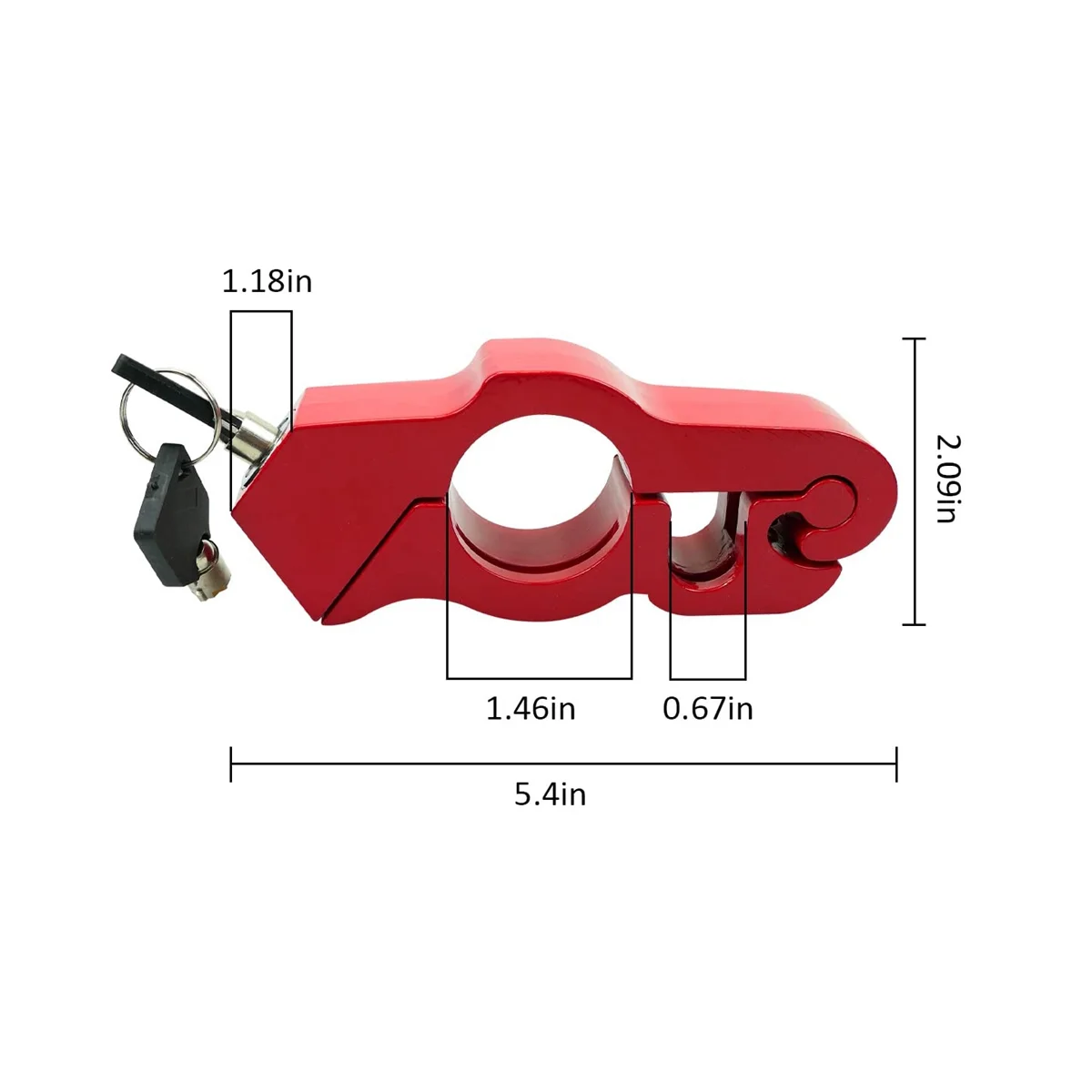 Motorcycle Lock, Handlebar Lock with 2 Keys, Anti Theft Motorcycle Brake Lock for Motorcycle Bike ATV Scooter - Red