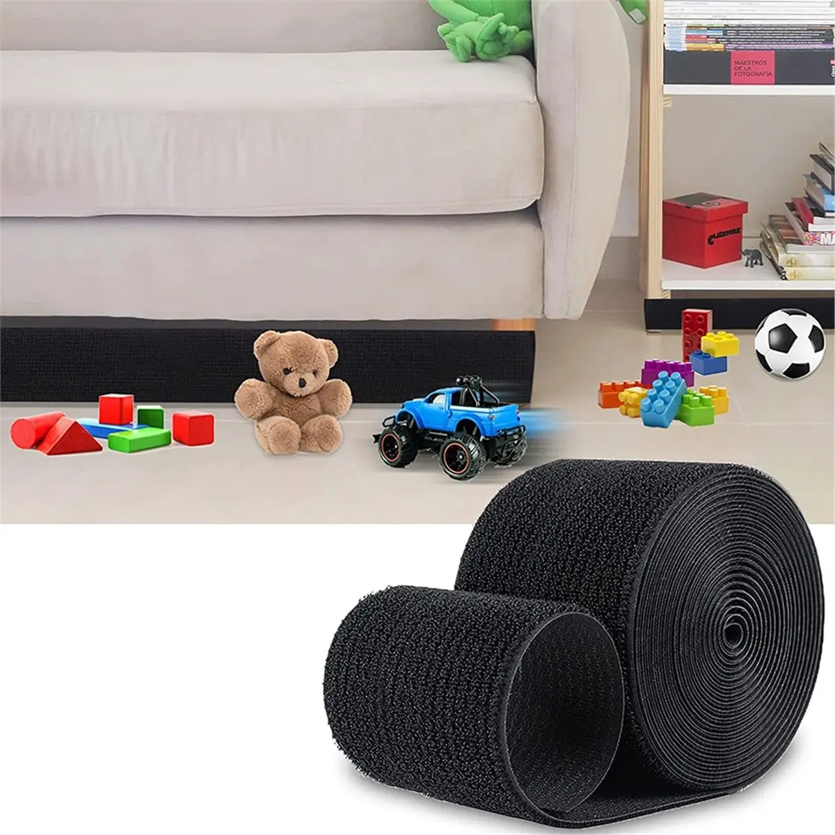 DT81 70mmx10m Adjustable Toy Barrier Under Sofa with Installation Straps Sofa Bed Bottom Nylon Toy Stopper Sofa Toy Blocker