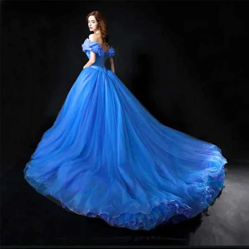 Women New Movie Blue Cinderella Sweetheart Luxury Wedding Dress Adult Ball Gown Wedding Dresses Robe De Mariee