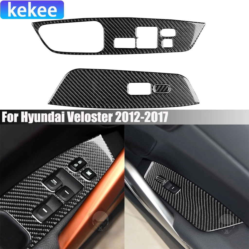 

Автомобильные аксессуары из углеродного волокна, декоративная панель для подъема окна, модифицированная внутренняя крышка, наклейка, отделка для Hyundai Veloster 2012-2017