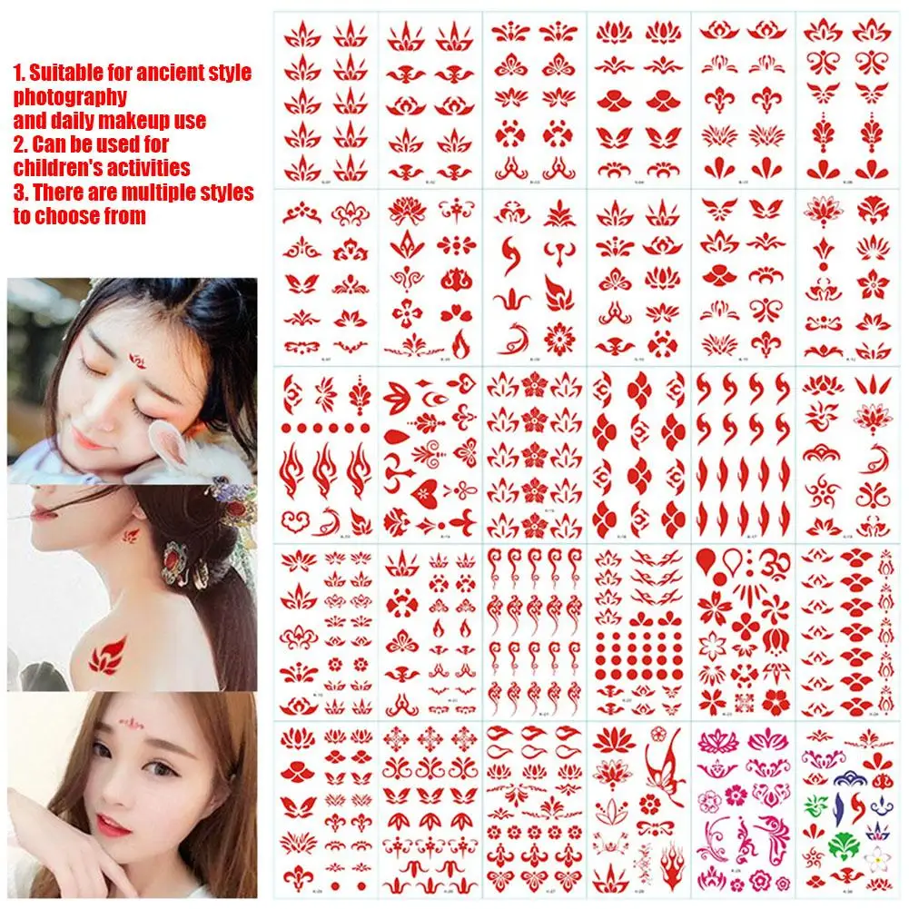 Usando hanfu flor centro da sobrancelha et antigo tattood traje desempenho menina imprime estilo g0u7