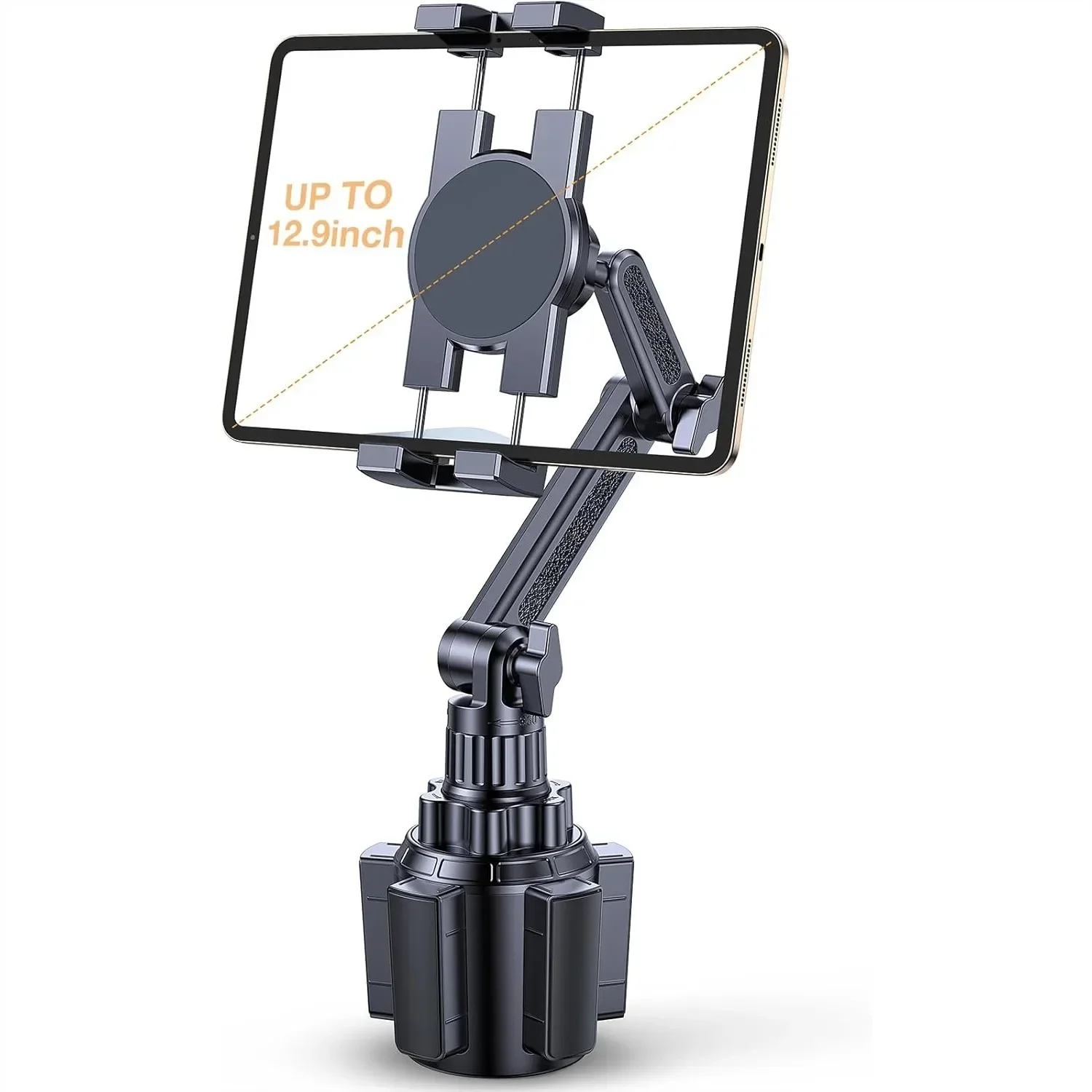 Car Cup Holder Tablet Mount with 15" Height Adjustable Stand for iPad Samsung Galaxy Tab 4.7-13"